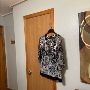 Style & Co XS w/Paisley Animal Print 3/4 Sleeve Tunic Blouse w/Flared Sleeves